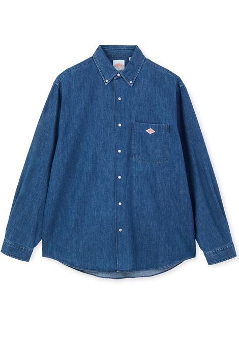 denim sungaree b.d. shirt light indigo DANTON | DT-B0293LIGHT INDIGO